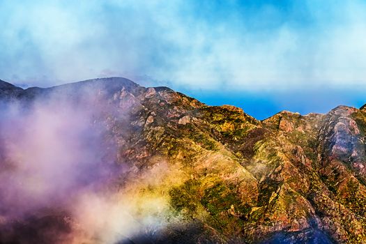 Clouds over mountain landscape in Tenerife island, Spain