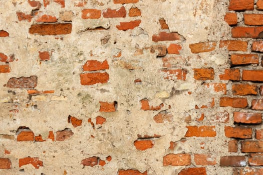 Brick wall background,texture concrete plaster on a brick wall