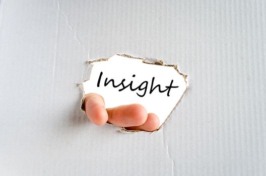 Hand and text on the cardboard background Insight Concept