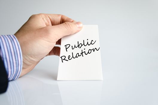 Business man hand writing Public relation