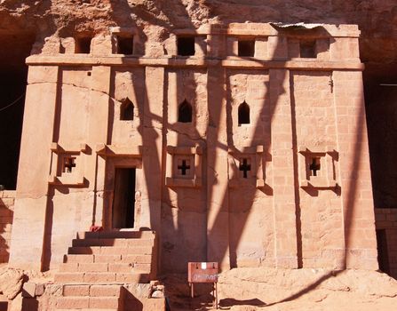 LALIBELA, ETHIOPIA - DECEMBER 4, 2014: Monolithic churchs of Lalibela on December 4, 2014 in Ethiopia, Africa