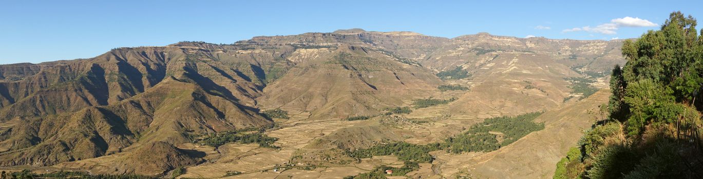 Landscape in Amhara province close to Lalibela, Ethiopia, Africa