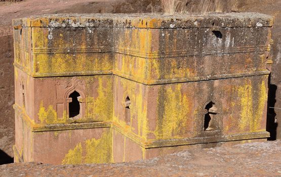LALIBELA, ETHIOPIA - DECEMBER 4, 2014: Monolithic church Saint George of Lalibela on December 4, 2014 in Ethiopia, Africa