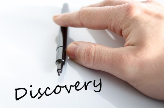 Pen in the hand isolated over white background Discovery Concept