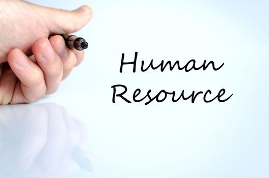 Pen in the hand isolated over white background Human resource concept
