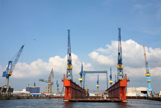 Port of Hamburg on the river Elbe, the largest port in Germany