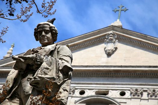 Statue poet Pietro Metastasio in Corso Vittorio Emanuele II, Rome, Italy