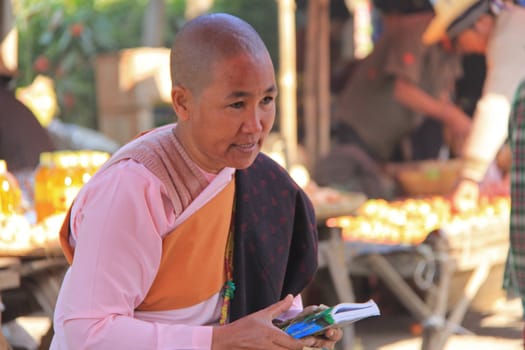 A Buddhist nun in Myanmar Feb 2015 No model release Editorial use only