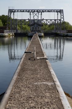 Old hydraulic boat lifts and historic Canal du Centre, Belgium, Unesco Heritage - The hydraulic lift of Houdeng-Goegnies