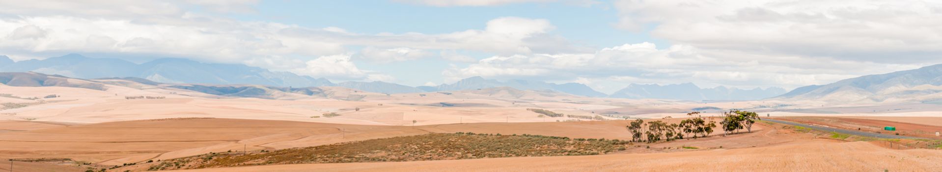 Panoramic view of the countryside between Bot River and Caledon in the Overberg region of the Western Cape Province of South Africa