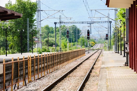 Empty small railway station of Leptokarya, Greece