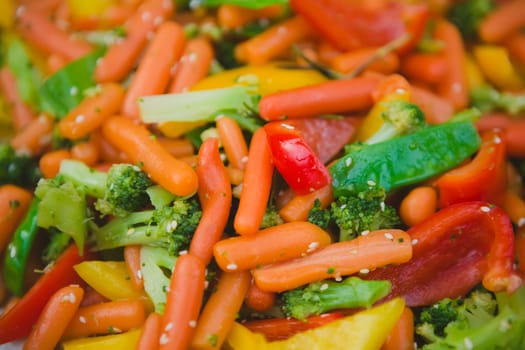 Stir fry vegetables as a background. Shallow dof