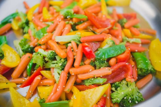 Stir fry vegetables as a background. Shallow dof