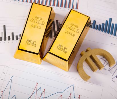 Gold and money, ambient financial concept