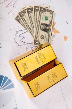 Gold and money, ambient financial concept