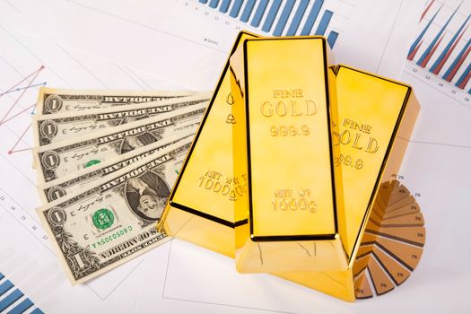 Stack of gold bar, ambient financial concept