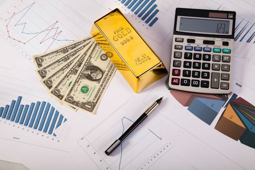 Stack of gold bar, ambient financial concept