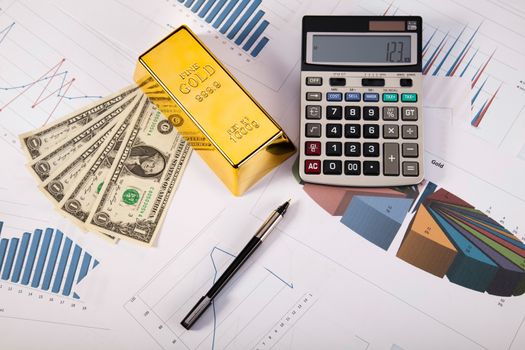 Stack of gold bar, ambient financial concept