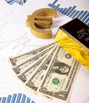 Stack of gold bar, ambient financial concept