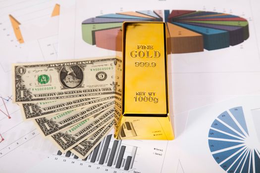 Gold and money, ambient financial concept