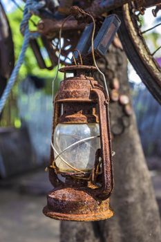 Vintage Old Kerosene Lamp outdoors

