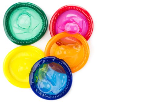 colorful condom on white background