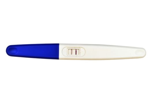 Positive pregnancy test over the white background