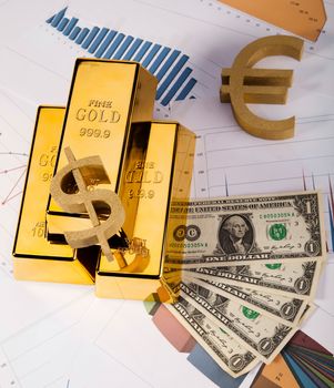 Gold value, ambient financial concept