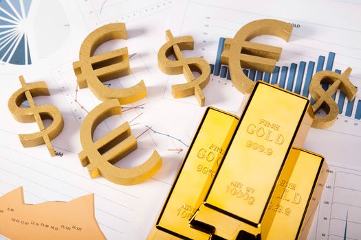 Gold value, ambient financial concept