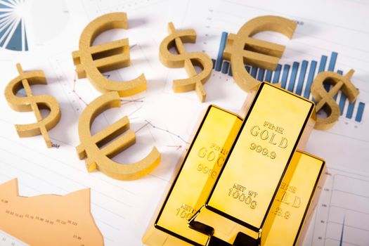 Gold value, ambient financial concept