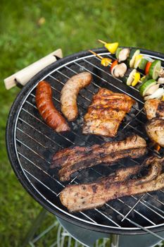 Cooking on the barbecue grill, bright colorful vivid theme