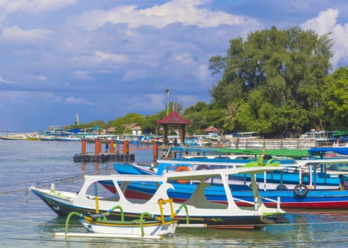 Boats at Paradise Tropic Island.  Gili, Indonesia