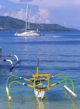 Boat at Paradise Tropic Island. Gili, Indonesia