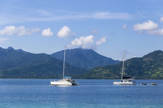 Boat at Paradise Tropic Island. Gili, Indonesia