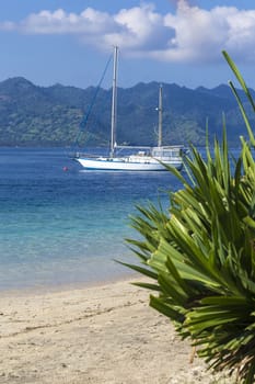 Boat at Paradise Tropic Island. Gili, Indonesia