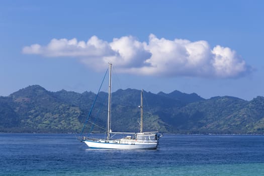 Boat at Paradise Tropic Island. Gili, Indonesia