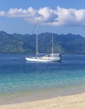 Boat at Paradise Tropic Island. Gili, Indonesia
