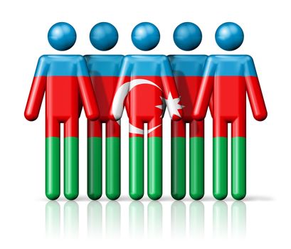 Flag of Azerbaijan on stick figure - national and social community symbol 3D icon