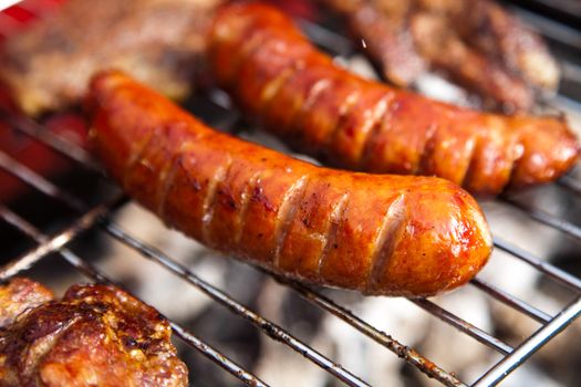 Cooking on the barbecue grill, bright colorful vivid theme