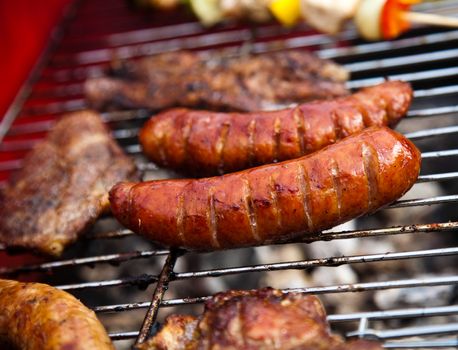 Cooking on the barbecue grill, bright colorful vivid theme