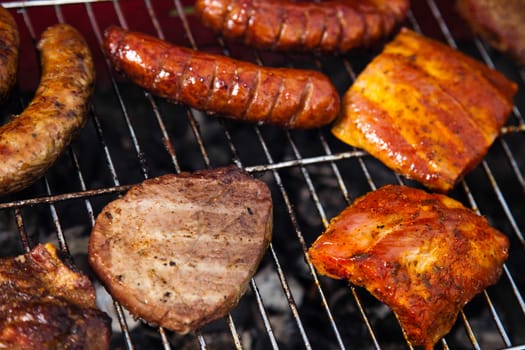 Hot grilling, bright colorful vivid theme