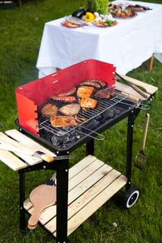 Hot grilling, bright colorful vivid theme