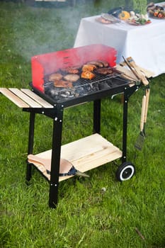 Hot grilling, bright colorful vivid theme