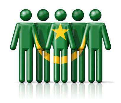 Flag of Mauritania on stick figure - national and social community symbol 3D icon