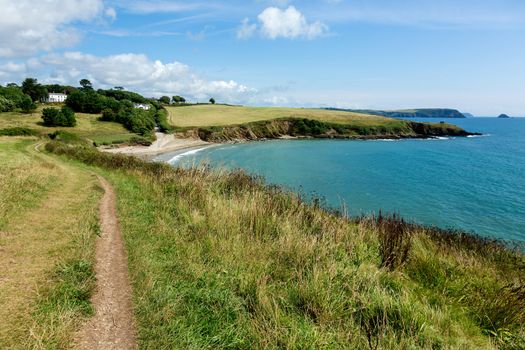 Coastal Pathway leading to Porthcurnick Beach Cornwall England Landscape