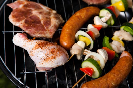 Steak, Grilling at summer weekend, bright colorful vivid theme