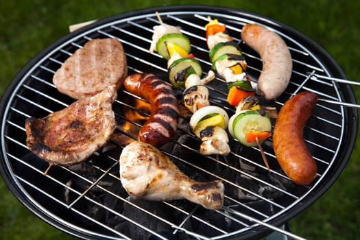 Steak, Grilling at summer weekend, bright colorful vivid theme