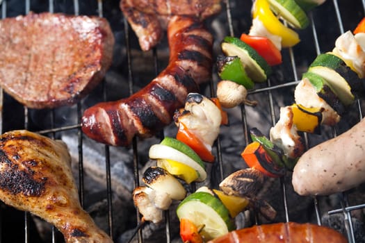 Fire, Hot grilling, bright colorful vivid theme