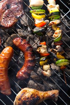 Barbecue a hot summer evening, Grilling