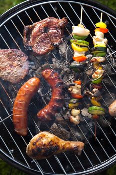 Barbecue a hot summer evening, Grilling